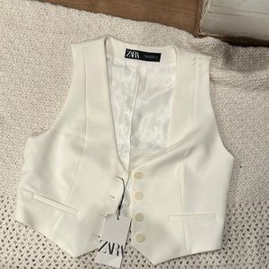 Zara White Women's Vest